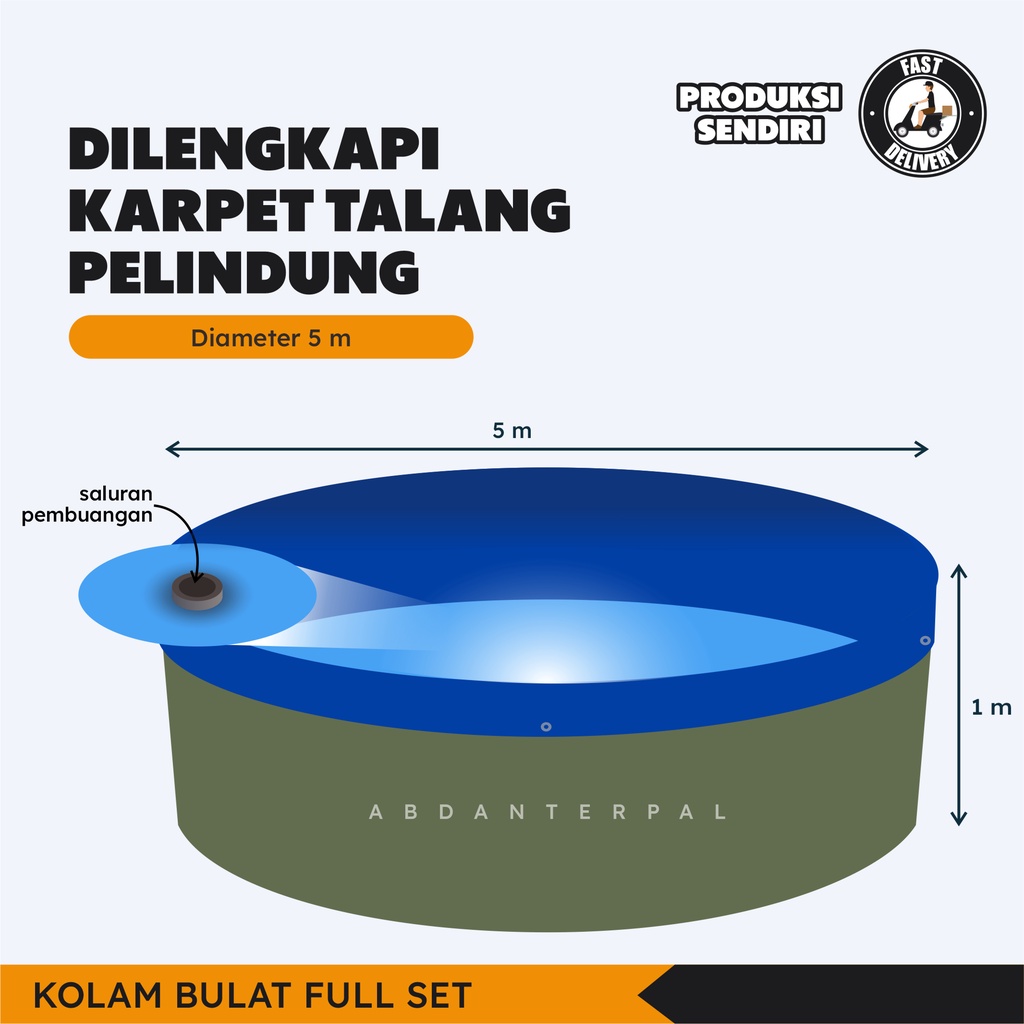 Kolam Ikan Plastik Terpal Bulat Full Set Diameter 5 Bahan Premium Termurah By Abdanterpal91