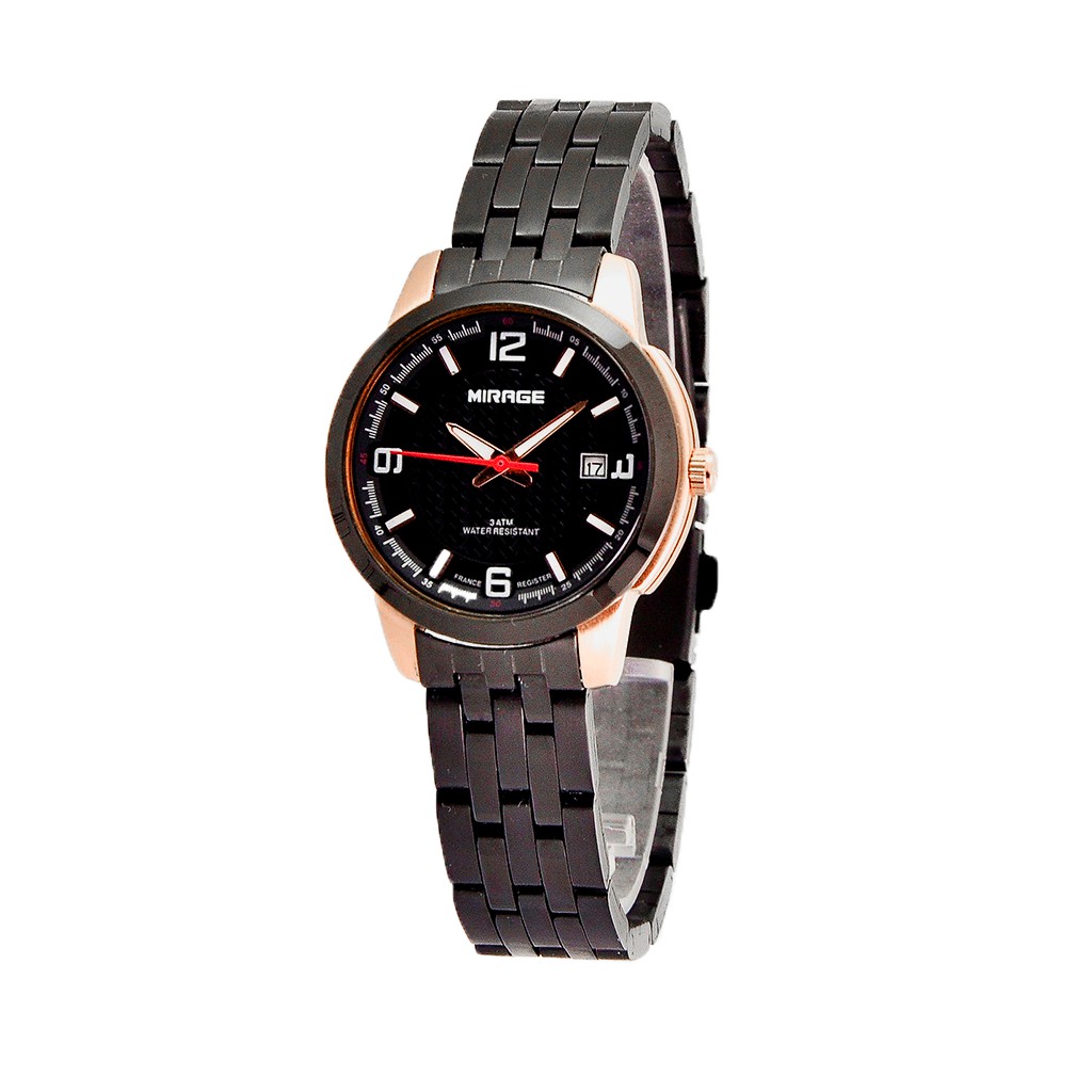 TERBARU ORIGINAL Jam Tangan WANITA/PRIA Mirage 8531L Black Rosegold