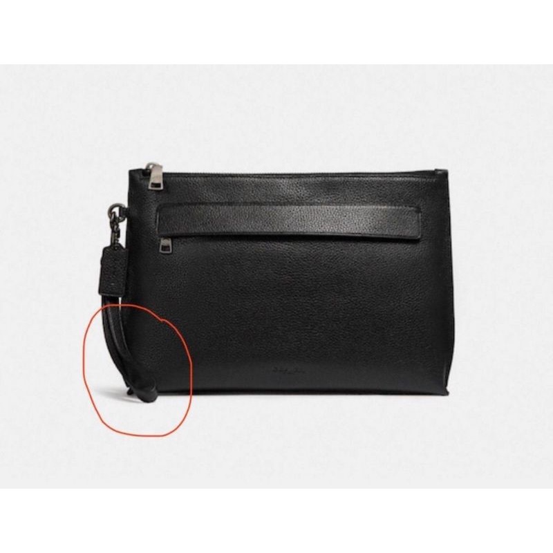 Clutch Coach Authentic Original Pouch Pebbled Leather Black Tanpa Tali Wristlet s