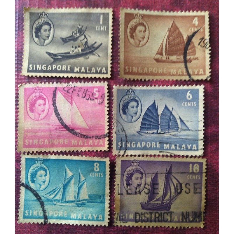 

PERANGKO SINGAPORE MALAYA/SERI PERAHU LAYAR/KAPAL/USED/HARGA PER LEMBAR