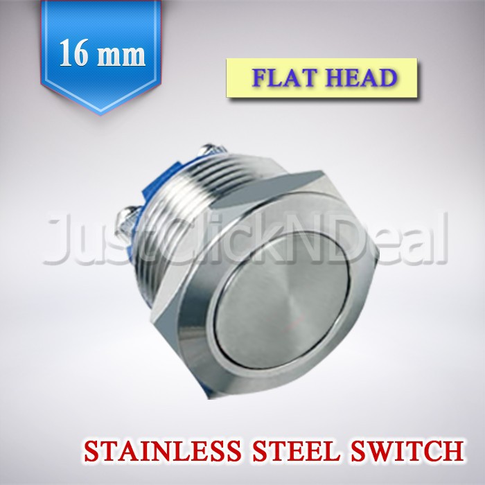 Switch Saklar Push On SS 16 mm Flat Head DIY Box Mod