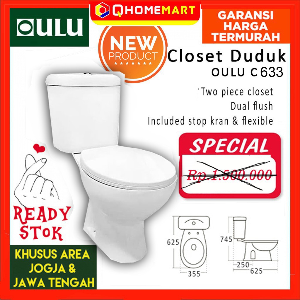 Closet Duduk Oulu C633 Soft Closing Hanya Bisa Kirim Area Jogja Jateng Indonesia