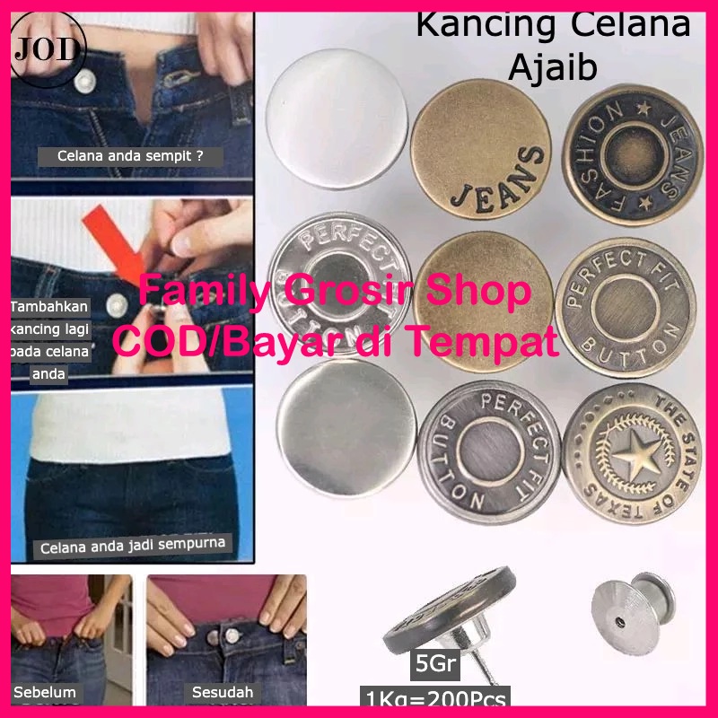 1 pc Kancing celana Jeans Ajaib ADJUSTABLE bisa bongkar pasang, u/ celana kedodoran/kesempitan