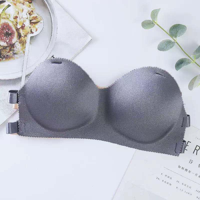 [ LINGERIE MASTER ] - (B-9) BH Bra Invisible Strapless Tanpa Tali Anti Slip Sexy untuk Wanita Bra One-Piece Sexy Lingerie-B-9 Gray