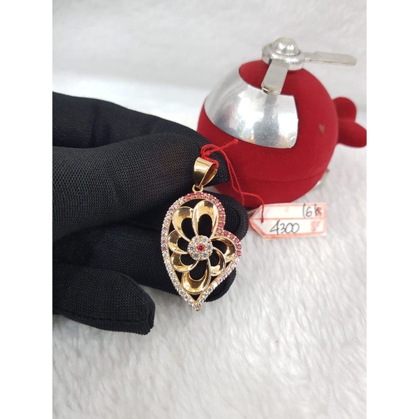 LT1409E342E liontin model love heart flower permata pink variasi white gold emas kuning asli berat 4