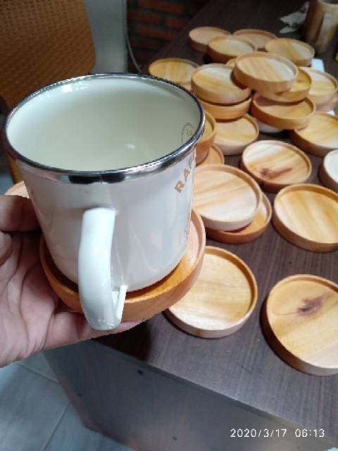 Tatakan Gelas Kayu / Tatakan Cangkir / Alas Gelas Kayu / Coaster Mahoni &amp; Jati