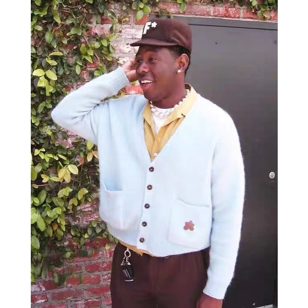 Golf Le Fleur Cardigan Sky Blue Plush Cardigan Sweater Simple Men's and Women's Autumn and Winter Ja