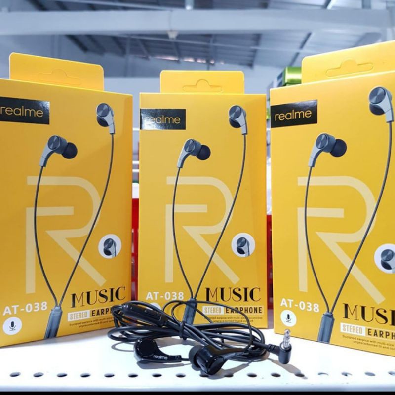 Handsfree Headset Hf Realme AT-038 Magnet Suara Super Bass Earphone Realme Super Bass Hf Super Bass