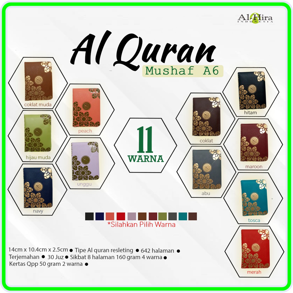 Mushaf Alquran Al Mubarak Al-Quran Saku A6 Terjemahan Alquran Resleting A6/2W Terbaru