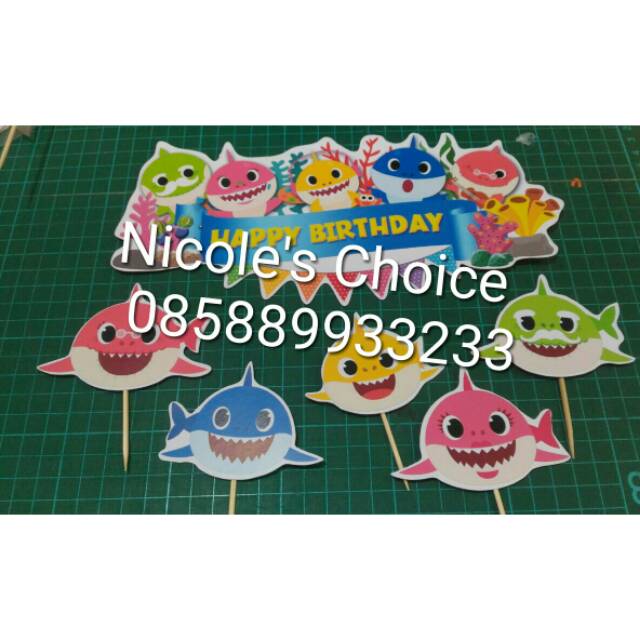 

Cake banner baby shark ping fong tusukan hiasan kue ulang tahun pemeriah pesta Birthday party