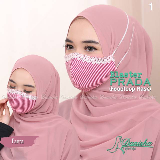 MASKER BLUSTER PRADA (Headloop Mask) Original Danisha Hijab