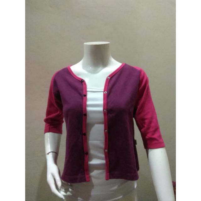 Cardigan 2 tone ungu magenta