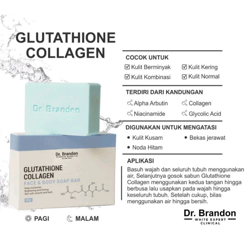 Dr brandon Soap Bar Glutathione + Collagen Brightening Firming Face &amp; Body 60gr