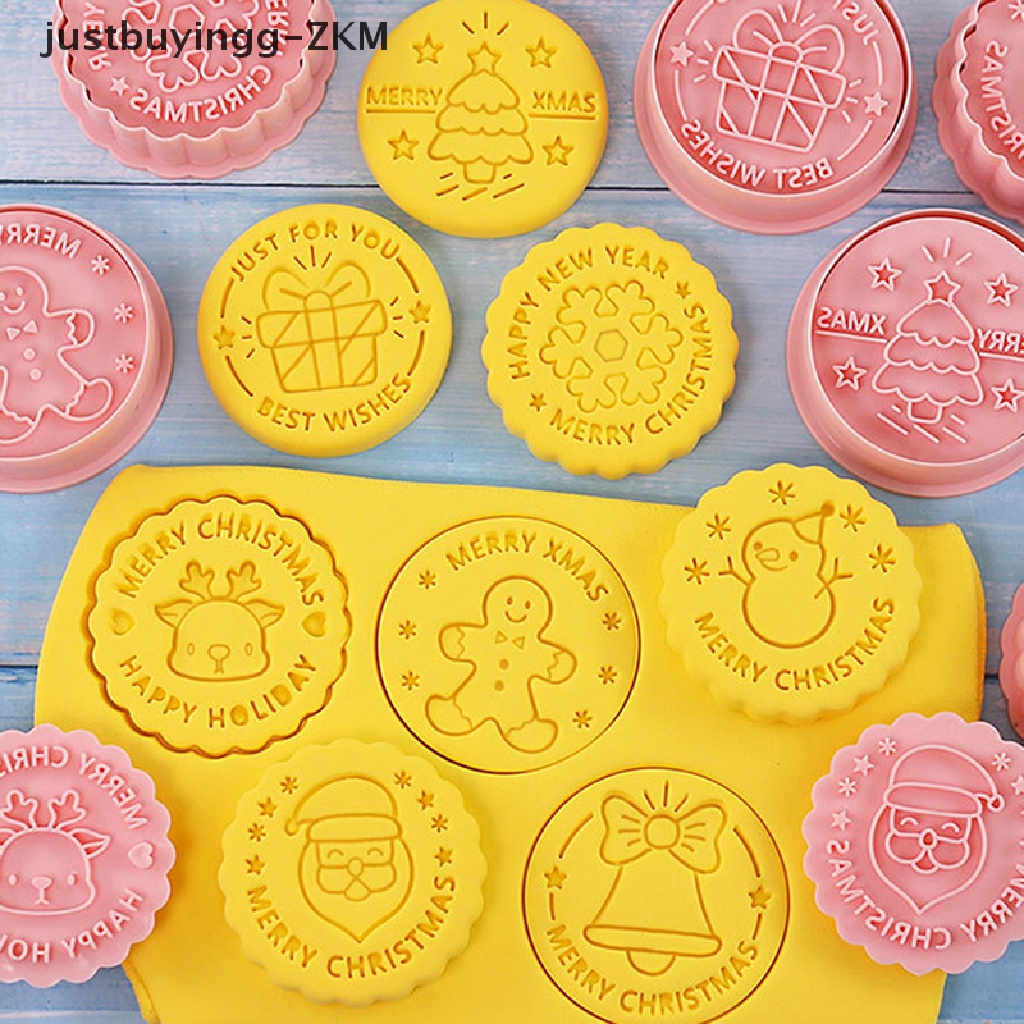 8pcs / set Cetakan Pemotong Kue / Biskuit Bahan Plastik Tema Natal