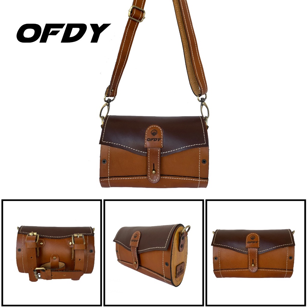 Tas Stang Handlebar Leather Multifungsi Untuk Sepeda Lipat dan MTB Material Perpaduan Kulit Asli dan