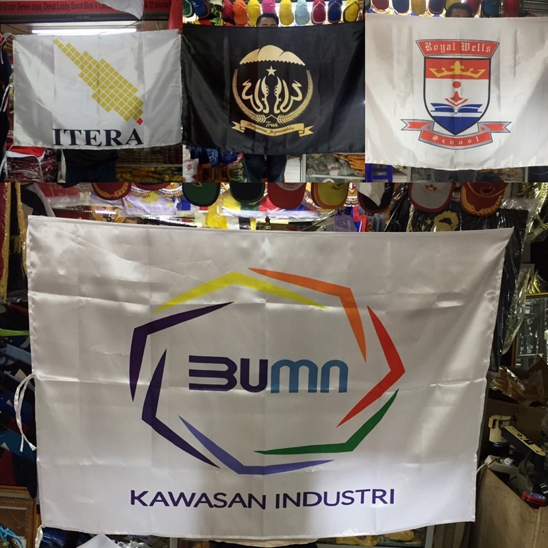 Bendera printing custom bahan satin 90x135