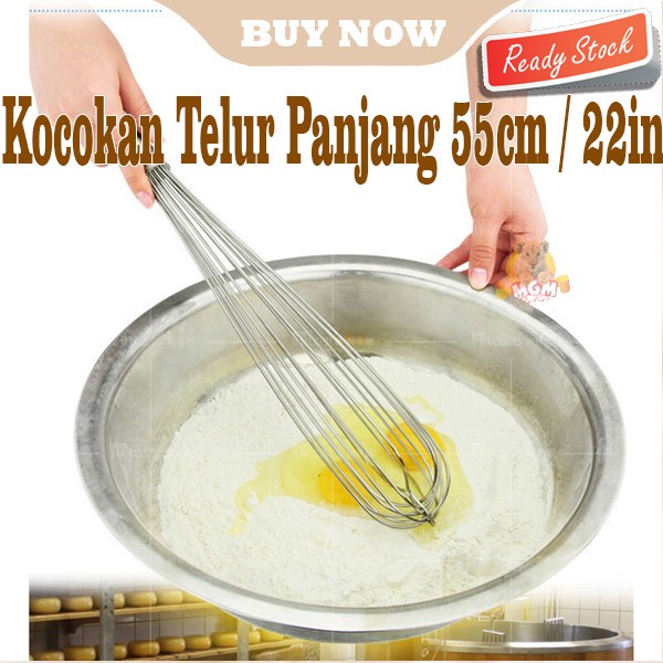 PREMIUM Kocokan Telur Full Stainless 22inch Egg whisk HEAVY DUTY 55cm