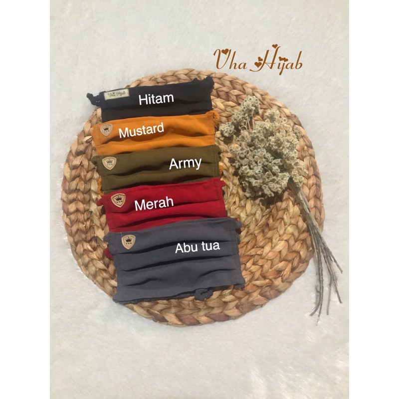 SALE...VHA | Masker POLOS 2Lapis Kriwil