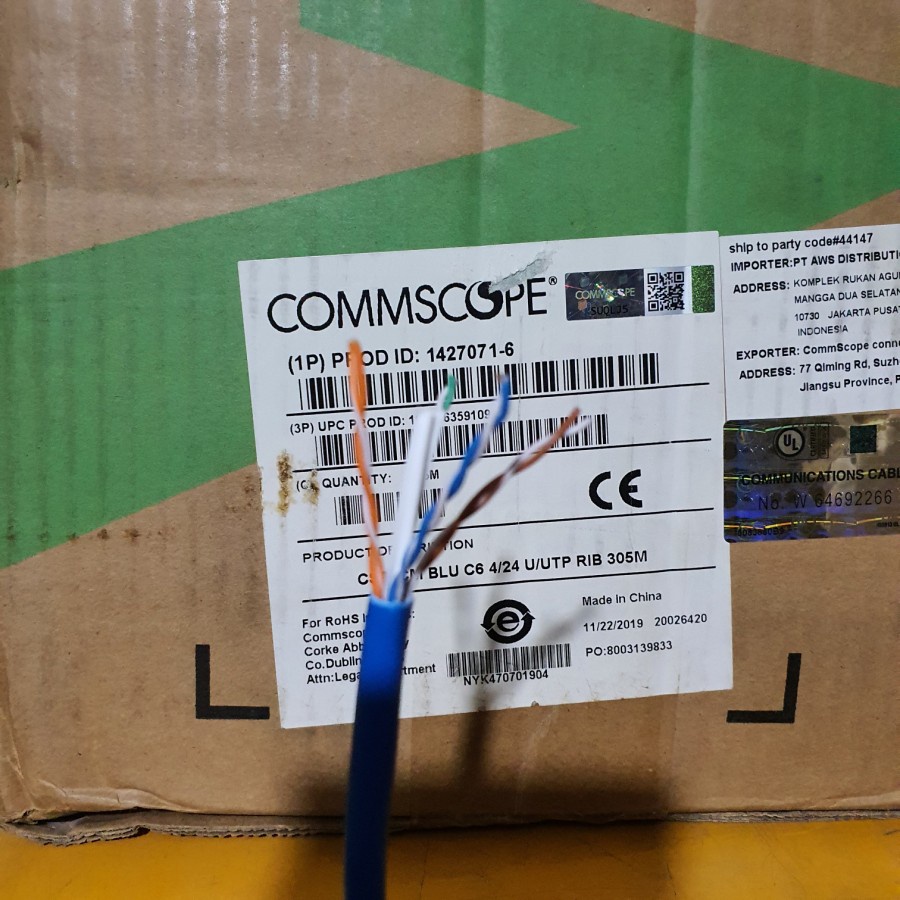 Kabel LAN Commscope CAT6 Kabel UTP AMP Cat 6 per meter