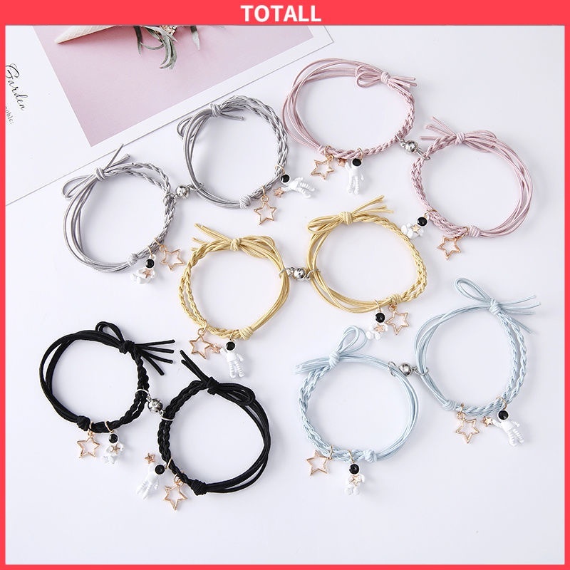 2 Pcs Gelang Couple Magnet Astronot Desain Gelang Tali Karet Magnet Untuk Pria Dan Wanita Gelang Magnet Couple COD Gelang