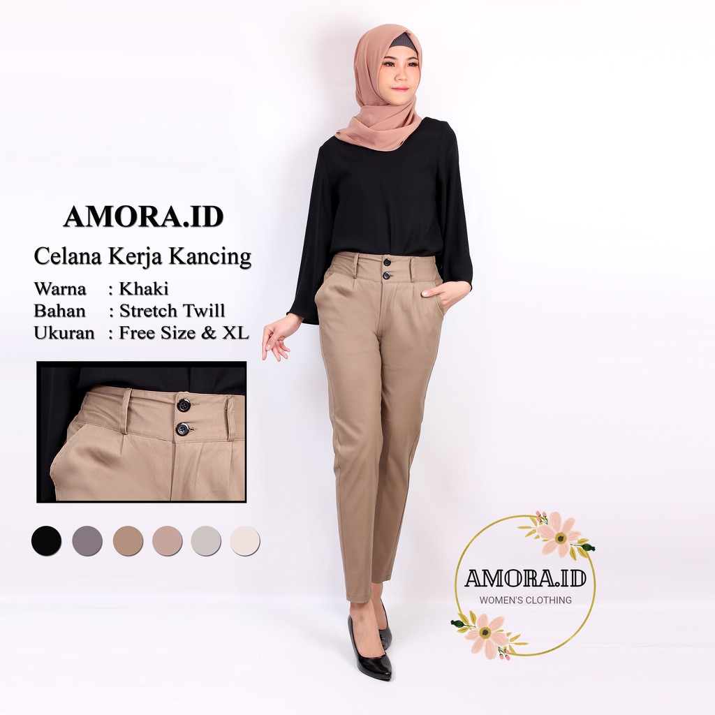 AMORA Celana Baggy Pants Wanita Premium Model Resleting Size allsize,XL,2L AMO