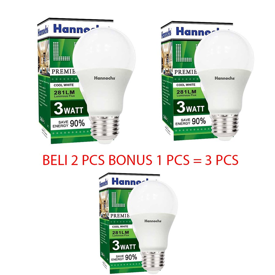 Paket Bonus Lampu Led Hannochs Premier 3 Watt Beli 2 Bonus 1 - Putih