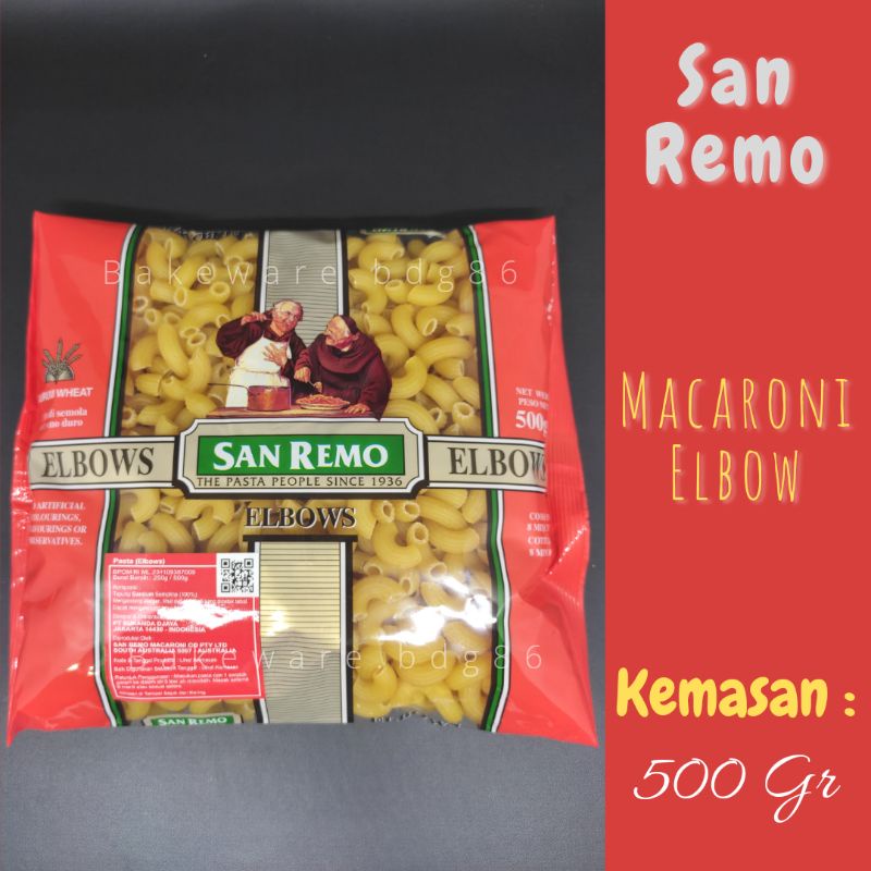 

SAN REMO MACARONI ELBOW 500 GRAM / MAKARONI PASTA