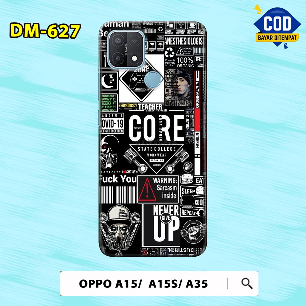 Case Oppo A15 A15S A35 - [DM627] - "Black Aesthetic" - Hardcase 3D Fullprint Doff - Fashion Case Han