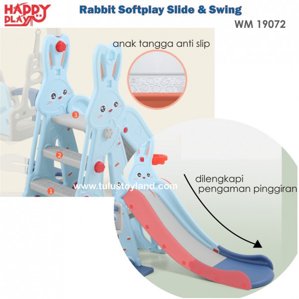 Happy Play Rabbit Softplay Slide Swing Basket WM 19072 19073 Mainan Perosotan Ayunan Kelinci Murah