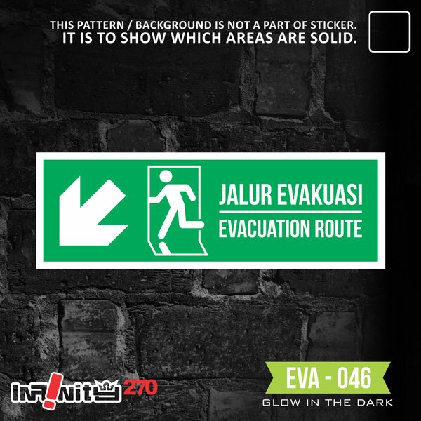 

EVA-046 sticker stiker safety sign jalur evakuasi emergency exit label glow in the dark gedung