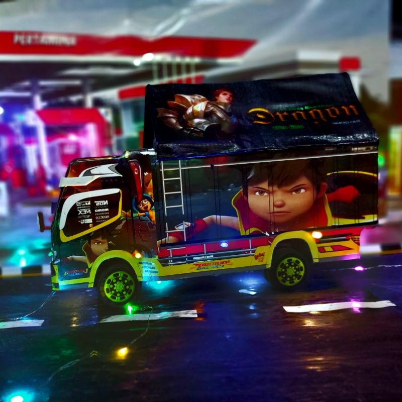 MINIATUR TRUK JUMBO UKURAN 42CM SUDAH LAMPU DAN TERPAL