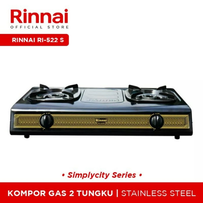 Kompor Gas 2 Tungku Rinnai 522 S Murah Kompor Rinnai 2 tungku 522S - TANPA SELANG