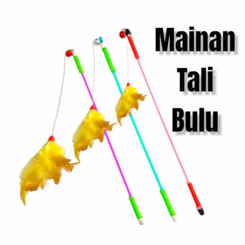 Mainan Kucing Tongkat Tali Bulu