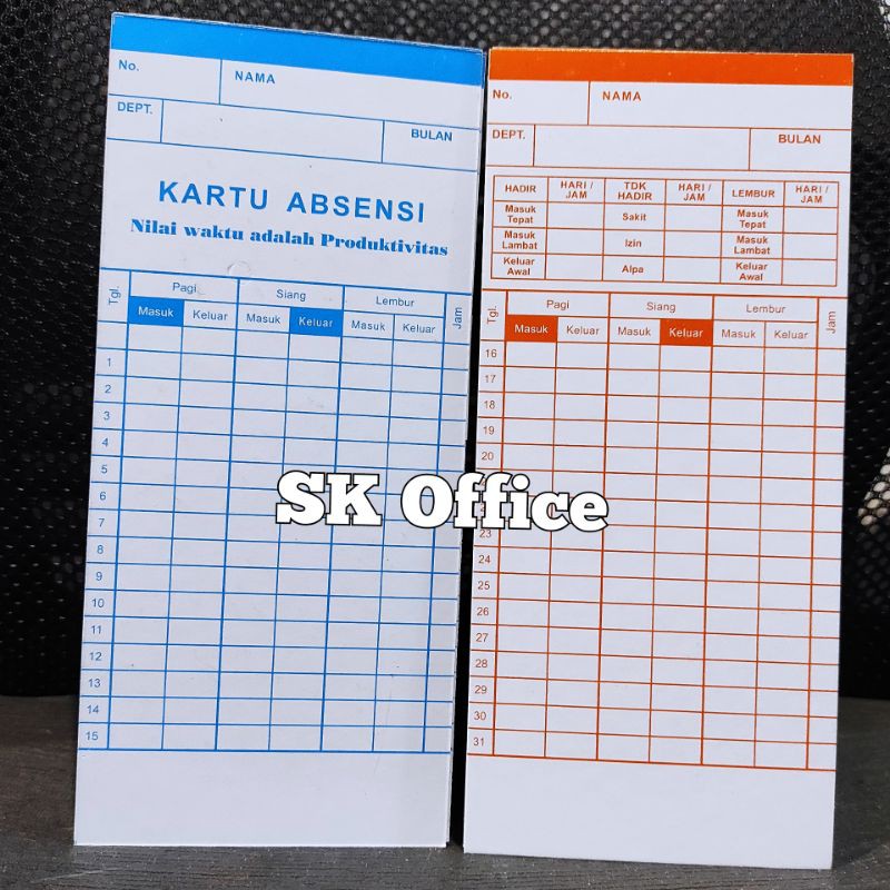 Kartu Absensi Warna Tebal untuk Mesin Amano 9200PJ BX6200 EX6000 EX9000