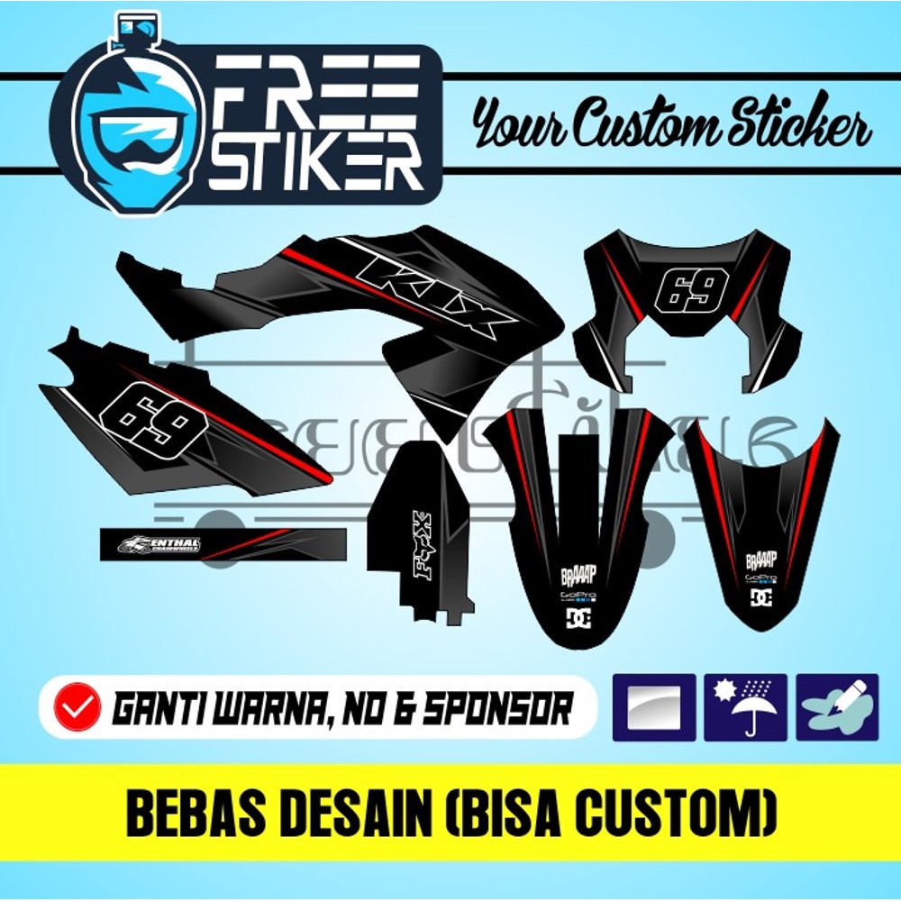DECAL STICKER KLX 150 BF BLACK GREY Berkualitas