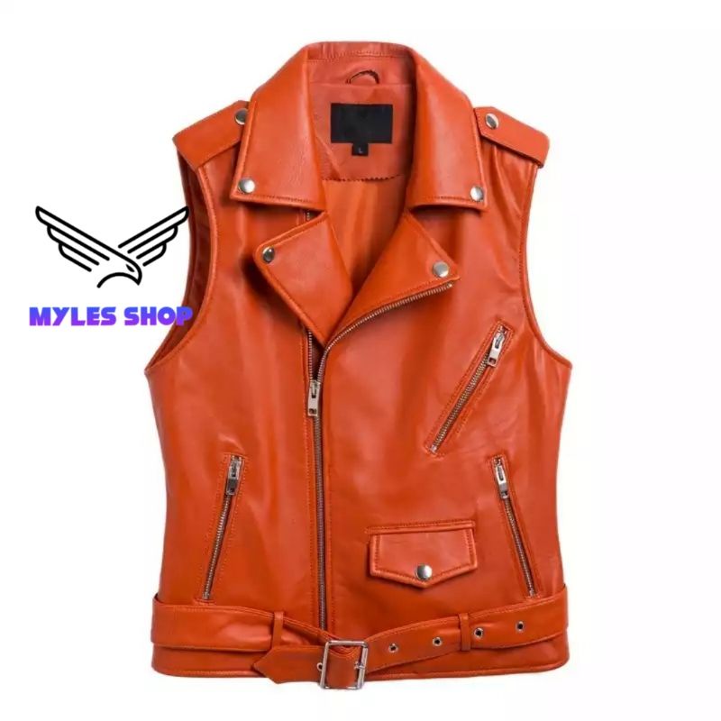 jaket kulit rompi wanita tanpa lengan/rompi wanita pengendara sepeda motor