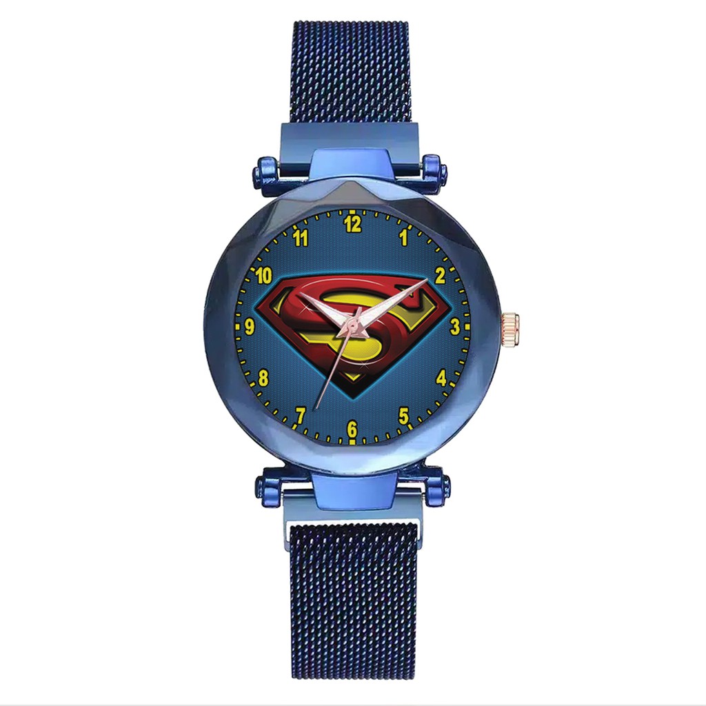 Jam Tangan Wanita Custom - SUPERMAN MOTIF 1 Free Box &amp; Batre Cadangan