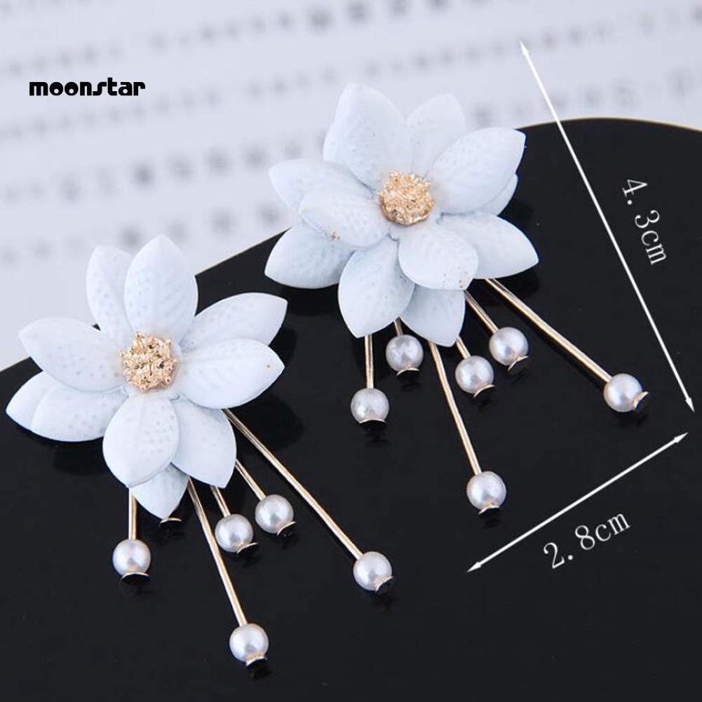 Jual Anting Giwang Model Bulan + Bunga + Bintang dengan Mutiara Imitasi untuk Wanita Terlaris