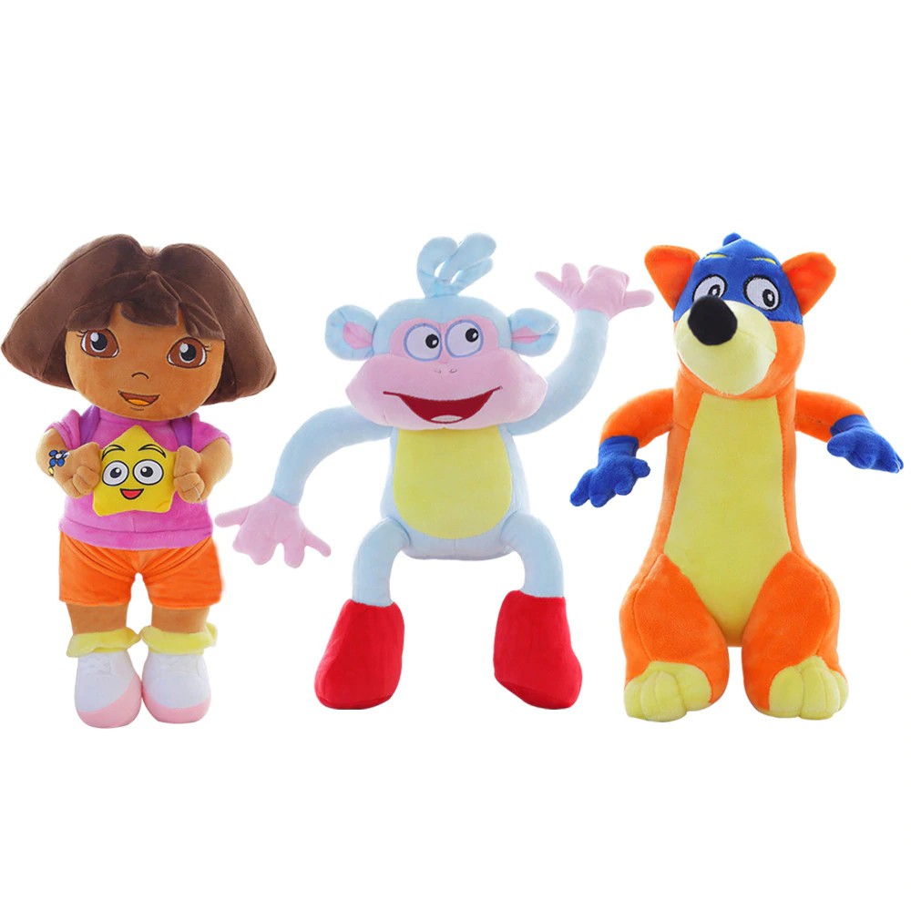 Boneka Anak Mew película 3 unids/lote amor aventura de Dora mono botas Swiper de peluche de felpa