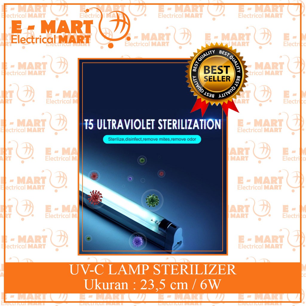 COD Lampu UV Sterilisasi Disinfect Virus UVC Germicidal T5 6w 8w+Kap SET / Lampu Kuman Bakteri