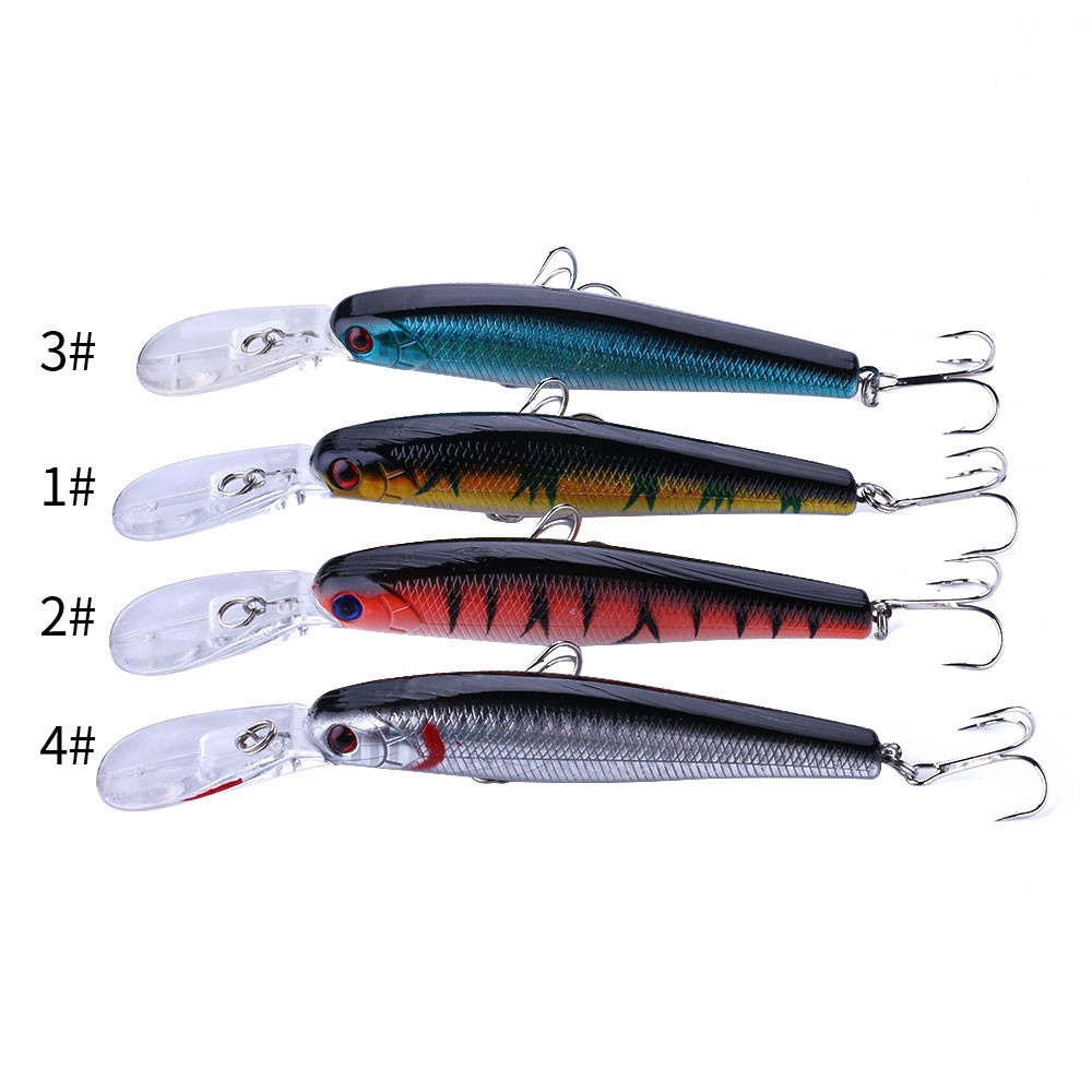 HNEGJIA 4pcs Umpan Pancing Fishing Lure Diving 2.7-4.5M Hard Swimbait Fish Tackle 12.5CM/14G Floating Minnow