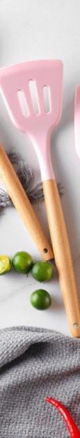 Spatula Silicone Wood Tahan Panas Anti Leleh Silikon Silicon Kayu Pink Alat Masak Sutil Anti Leleh