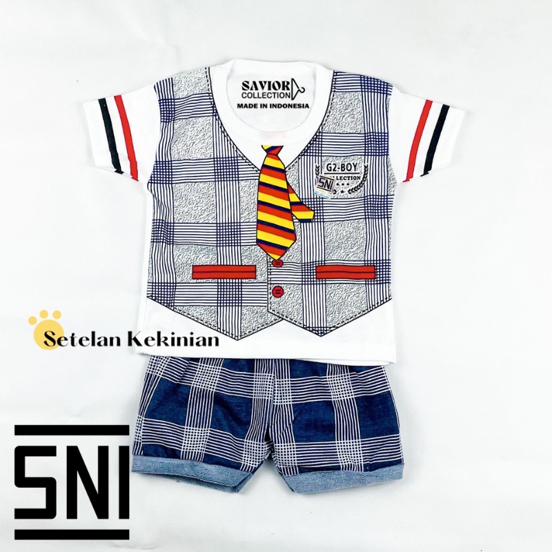 [SK] Setelan Baju Anak Cowok Usia 6bulan-12bulan Set Bayi Laki Laki Rompi Garis Tuxedo Jas Anak