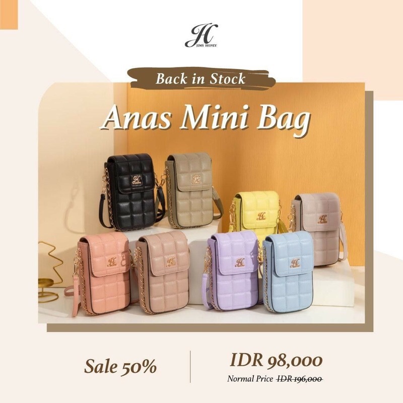 Jims Honey Original Anas Mini Bag Dompet HP Wanita Tas Mini Wanita Tas Mini Slempang Wanita