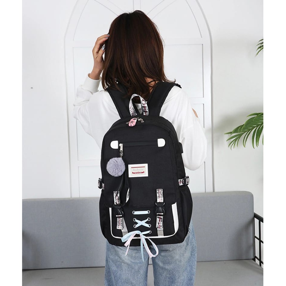 [COD] Tas Ransel Anak Motif Tali Simpul Kpop Style Korea Kekinian Terbaru Tas Gendong Outdoor Wanita