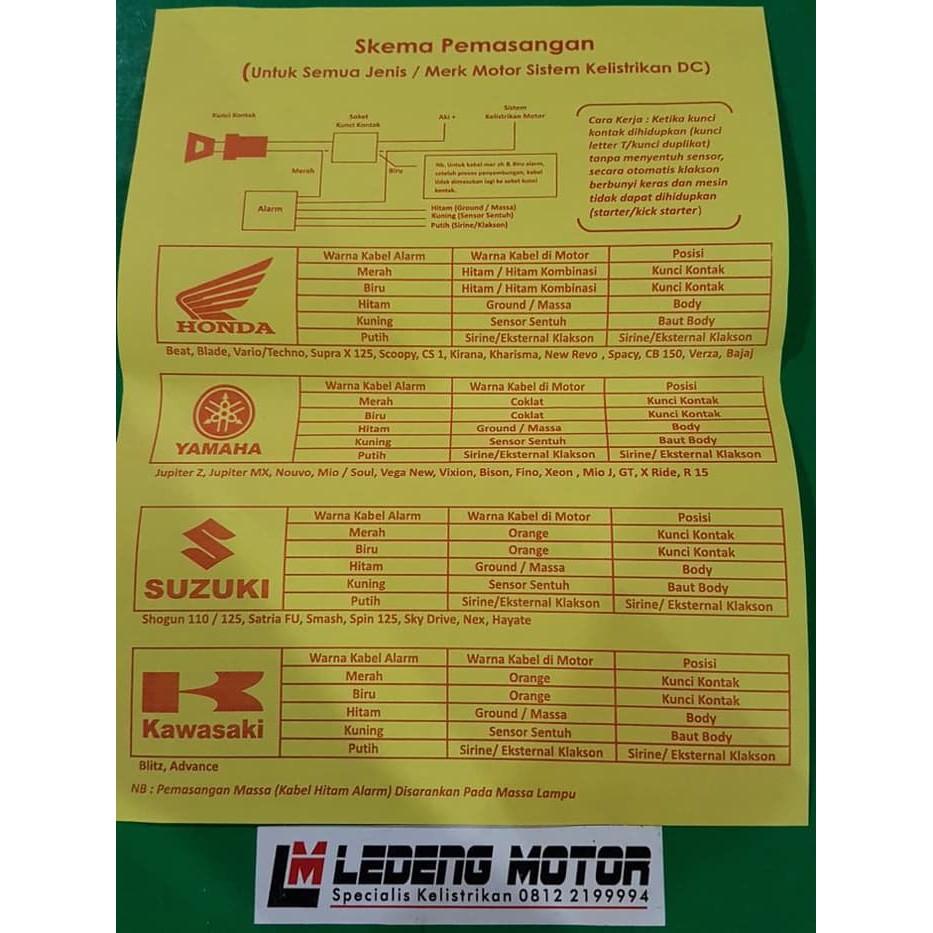 Trust Alarm Motor Sensor Sentuh Murah Anti Maling Pemasangan Mudah LEDENG MOTOR