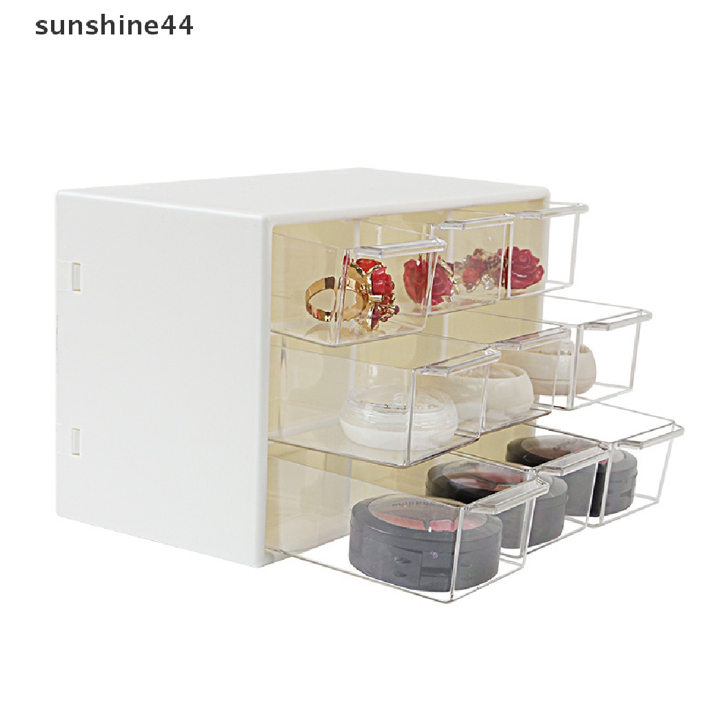 Sunshine Kotak Organizer Perhiasan / Kosmetik Mini Dengan 9 Laci