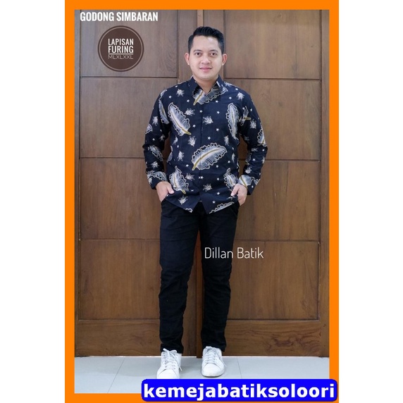 Jual Godong Simbaran Kemeja Batik Pria Solo Lengan Panjang Full Furing Atasan Premium Dillan