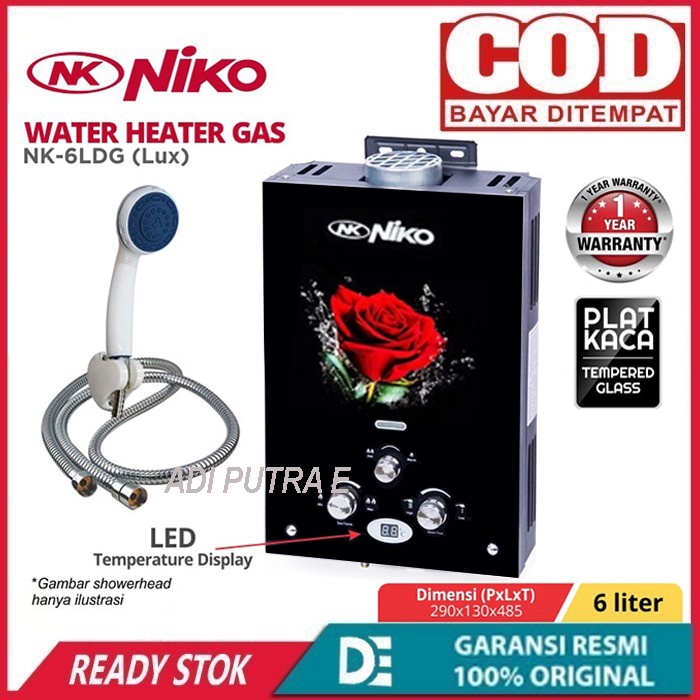 Water Heater Gas Niko NK-6LDG2 Lux (KACA) Digital LED NK6LDG Lux new
