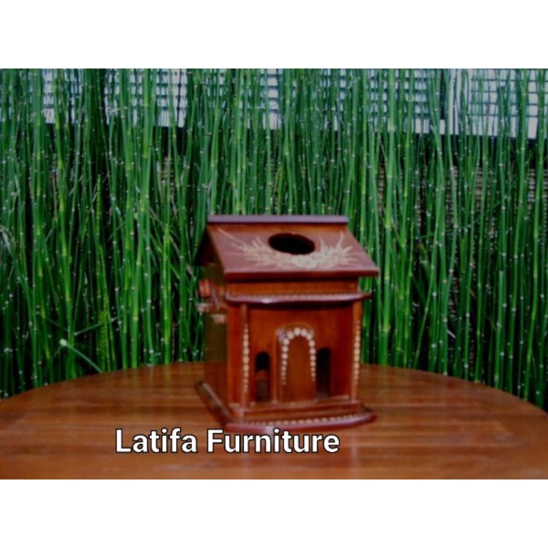 Tempat tisu gulung tisu rumah dari kayu jati asli